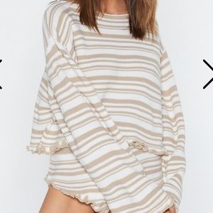 Nasty Gal Stripe Sweater and Ruffle Shorts set